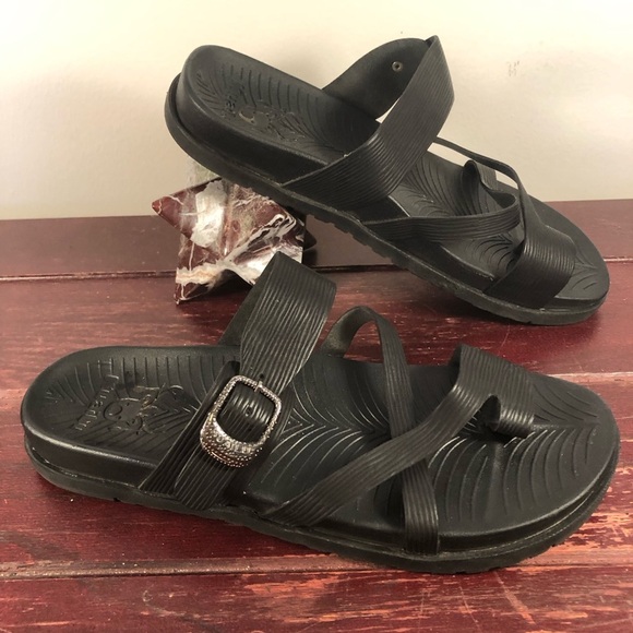 Kuailu Women's Orthopedic Yoga Mat Beach Sandals Black Size 9 - Picture 2 of 8